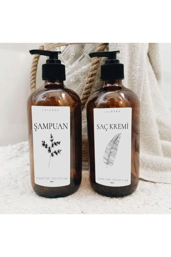 3lü Amber Cam Şişe Çiçekli Dusset Set 500ml Duş Je - 2