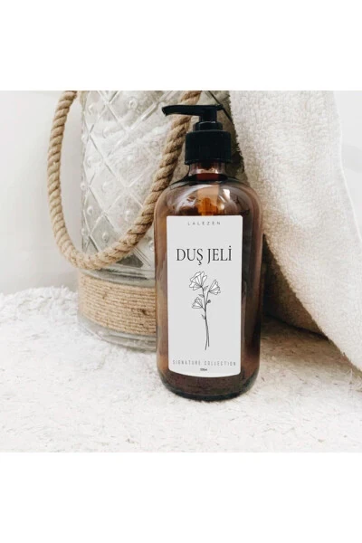 3lü Amber Cam Şişe Çiçekli Dusset Set 500ml Duş Je - 3