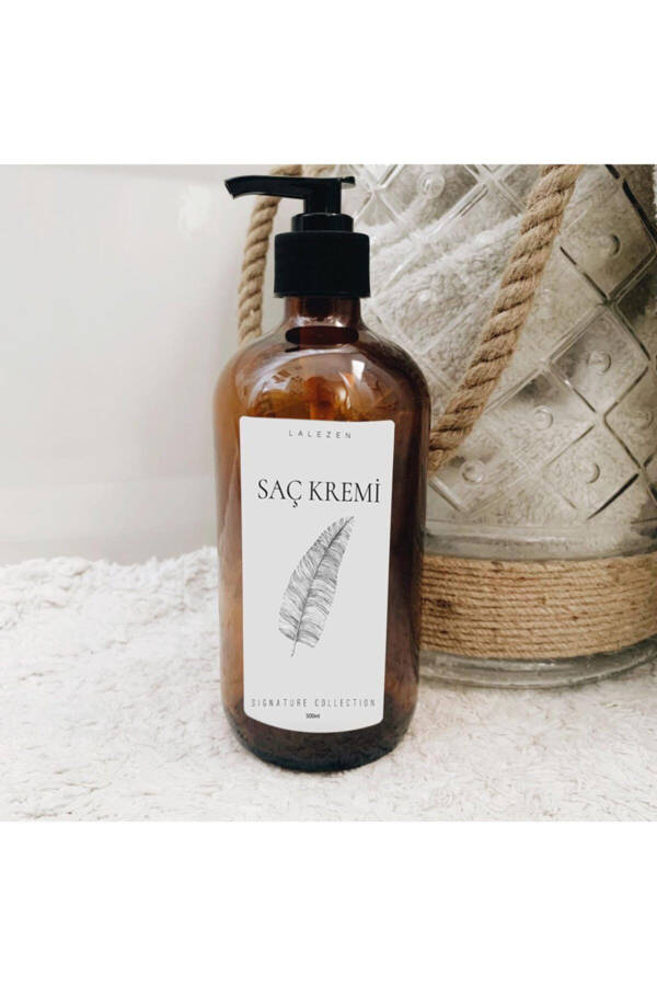 3lü Amber Cam Şişe Çiçekli Dusset Set 500ml Duş Jeli- Şampuan - Saç Kremi-siyah - 5