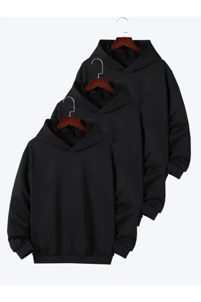 3lü AVANTAJ Paket Kız-Erkek Çocuk BASKISIZ Kapşonlu Sweatshirt ( YENİ ÜRÜN )-1 - BAXIA (1)