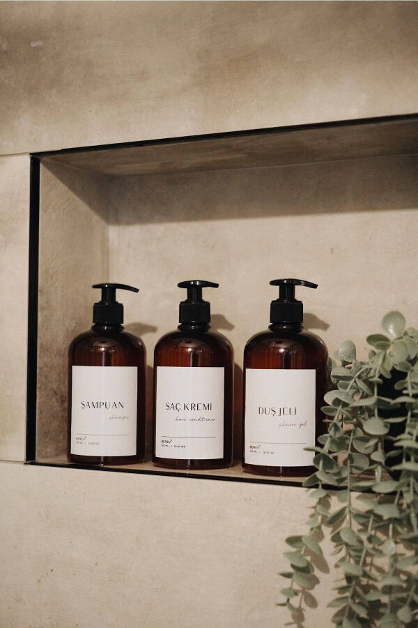 3'lü Banyo Seti Şampuan Duş Jeli Ve Saç Kremi Plastik Şişesi 500 ml - 1
