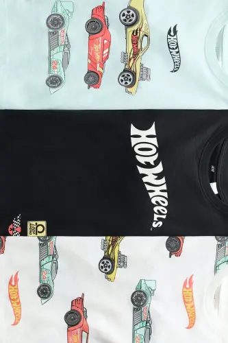 3'lü Baskılı Tişört-Beyaz/Hot Wheels - H&M (1)