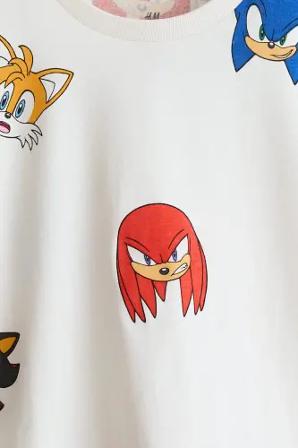 3'lü Baskılı Tişört - Gri/Kirpi Sonic - H&M (1)