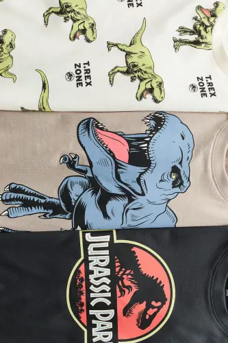 3'lü Baskılı Tişört - Koyu gri/Jurassic World - H&M (1)