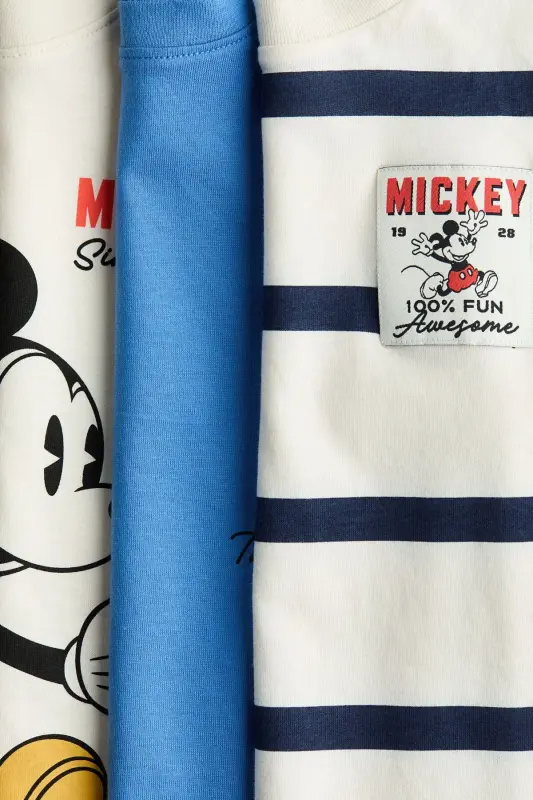 3'lü Baskılı Tişört-Krem/Mickey Mouse - 2