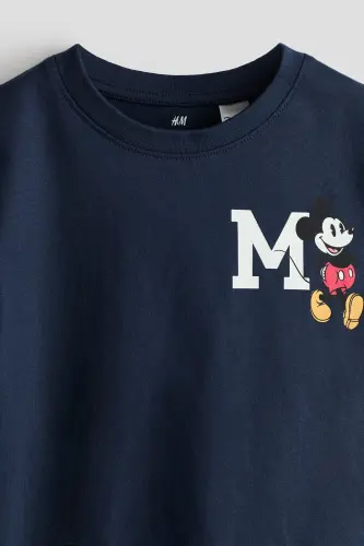 3'lü Baskılı Tişört - Lacivert/Mickey Mouse - H&M (1)