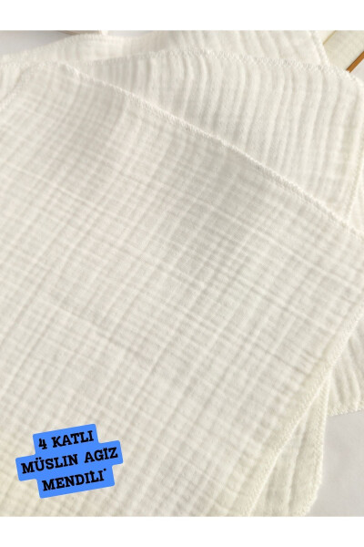 3'LÜ BEBEK AĞIZ MENDİLİ 4 KAT MÜSLİN % 100 PAMUKLU KUMAŞ TER BEZİ TEMİZLEME MENDİLİ - BEBELLA (1)