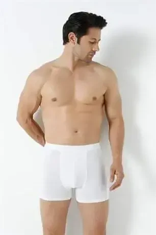 3'lü Beyaz Erkek Boxer Likralı Esnek Kumaş - 8