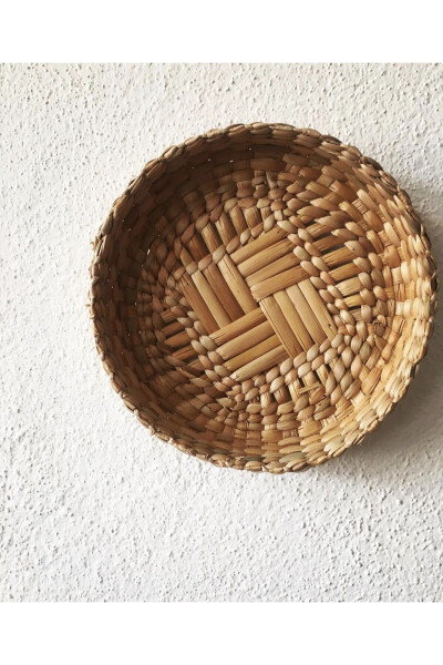 3lü Bohem Rattan Bambu Hasır Duvar Sepeti/süsü Duvar Tabağı Seti - Hasır - AFRALYA HOME (1)