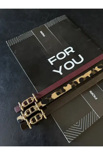 3'lü Gold Tokalı İnce Kemer, Pantolon Kemeri, Gömlek Kemeri, Ceket Kemeri-Kahve - 2