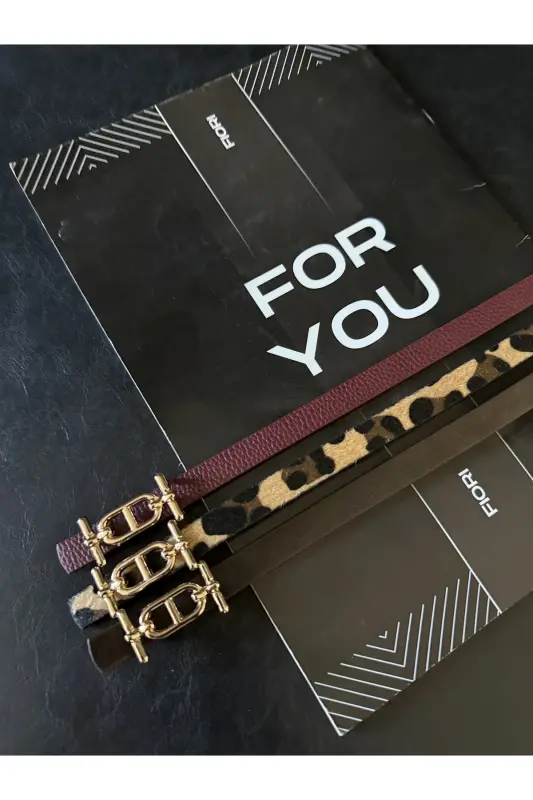 3'lü Gold Tokalı İnce Kemer, Pantolon Kemeri, Gömlek Kemeri, Ceket Kemeri-Kahve - 3