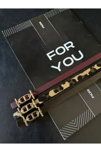 3'lü Gold Tokalı İnce Kemer, Pantolon Kemeri, Gömlek Kemeri, Ceket Kemeri-Kahve - 3