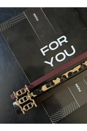 3'lü Gold Tokalı İnce Kemer, Pantolon Kemeri, Gömlek Kemeri, Ceket Kemeri-Kahve - 4