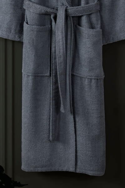 3'lü Havlulu Bornoz Seti %100 Pamuk | Kaliteli Bornoz Takımı | Yumuşaklık ve Emicilik-Antrasit - 4