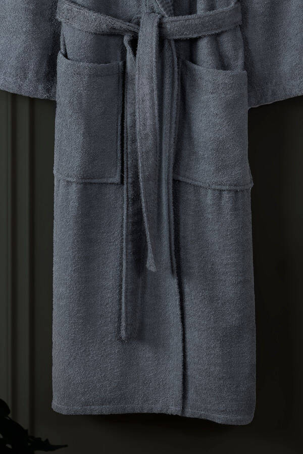 3'lü Havlulu Bornoz Seti %100 Pamuk | Kaliteli Bornoz Takımı | Yumuşaklık ve Emicilik-Antrasit - 4