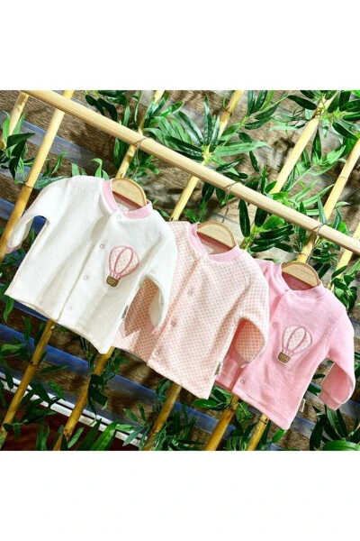 3'lü Kadife Bebek Hırka Takım Puan-Pembe - PATSAN