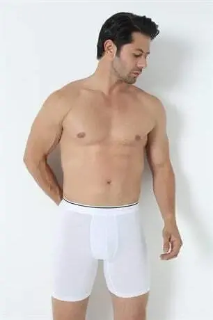 3'lü Paket Erkek Beyaz Uzun Paçalı Likralı Boxer - 17