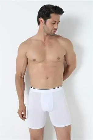 3'lü Paket Erkek Beyaz Uzun Paçalı Likralı Boxer - 10