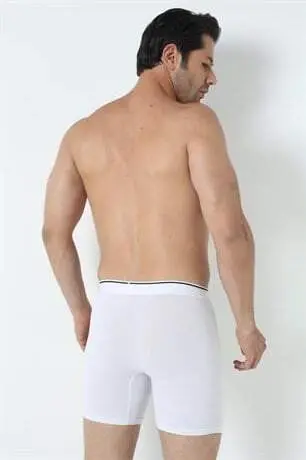 3'lü Paket Erkek Beyaz Uzun Paçalı Likralı Boxer - 14