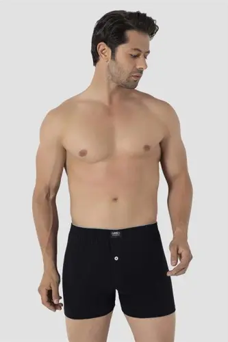3'lü Paket Erkek Büyük Beden Boxer Siyah %100 Pamuklu Penye Geniş Kalıp Battal Boy İç Çamaşırı - BÜYÜKBEDENIZ (1)