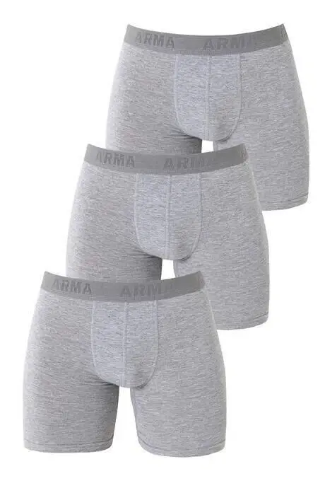 3'lü Paket Erkek Gri Uzun Paçalı Likralı Boxer - 2