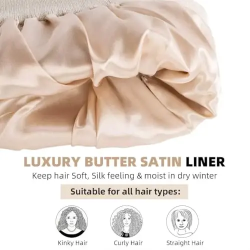 3 Pack Satin Lined Winter Beanie Hats for Women Men,Silk Lined Womens Beanies Knit Soft Warm Cuffed Hat - 3