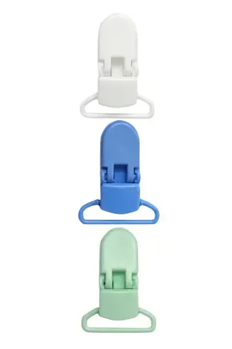 3'lü Pamuk Müslin Bebek Emzik Askısı Plastik Klips Kolay Açılır Emzik Tutacağı /Emzik Zinciri - 5