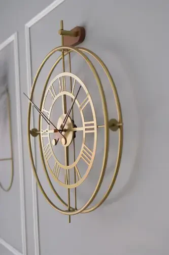 3'lü Romera Classic Exclusive Elegante Set, Modern Dekoratif Metal 3'lü Duvar Saati-3lüGold - 7