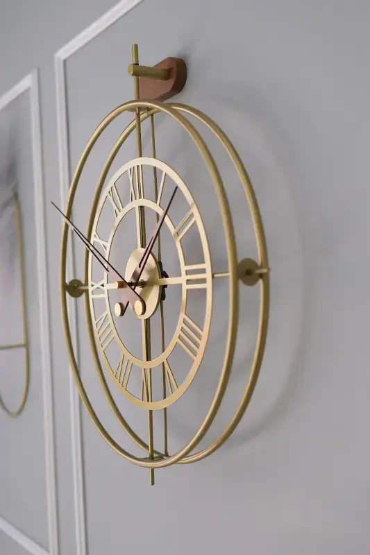 3'lü Romera Classic Exclusive Elegante Set, Modern Dekoratif Metal 3'lü Duvar Saati-3lüGold - 7