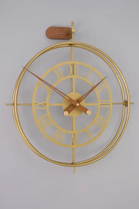 3'lü Romera Classic Exclusive Elegante Set, Modern Dekoratif Metal 3'lü Duvar Saati-3lüGold - 8