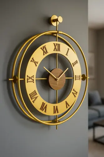 5’li Romera Classic Exclusive Elegante Set, Modern Dekoratif Metal 3'lü Duvar Saati-3lüGold - 7