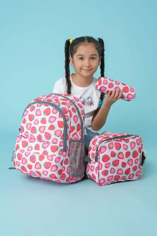 3'lu School Bag Set Strawberry /plcan2079.340-Pink - CAMBRIDGE POLO CLUB