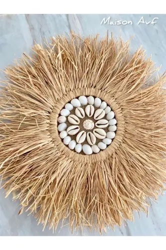 3'lü Set Rafya Deniz Kabuklu Model & Siyah Rattan Çubuk Deniz Kabuklu & Rafya Ay - Siyah - 6