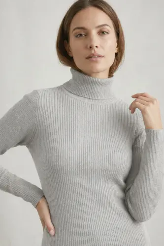 3lü Siyah Beyaz Gri Boğazlı Kazak Mevsimlik Kurtarıcı Parça Pamuklu Balıkçı Yaka Şardonlu Slimfit-Siyah - 2