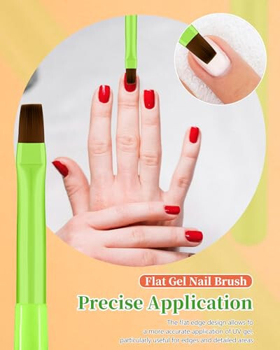 3PCS Nail Polish Clean Up Brush, Round&Falt&Angled Acetone Resistant Nail Brush for OPI Nail Polish Remover, Fingernail Cleaning Brushes at Home Nail Art and Designs(Bright Green) - 3