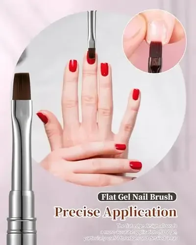 3PCS Brush for OPI Nail Polish Remover, AMilHiTon Nails Clean Up Brushes, Round/Angled/flat Acetone Resistant Nail Art Designs, and Tidying Up Polish Mishaps on Cuticles（Gun Color） - 5