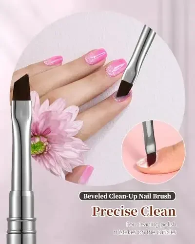 3PCS Brush for OPI Nail Polish Remover, AMilHiTon Nails Clean Up Brushes, Round/Angled/flat Acetone Resistant Nail Art Designs, and Tidying Up Polish Mishaps on Cuticles（Gun Color） - 7
