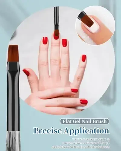 3PCS Nail Polish Clean Up Brush, Round&Falt&Angled Acetone Resistant Nail Brush for OPI Nail Polish Remover, Fingernail Cleaning Brushes at Home Nail Art and Designs(INk Black) - 3