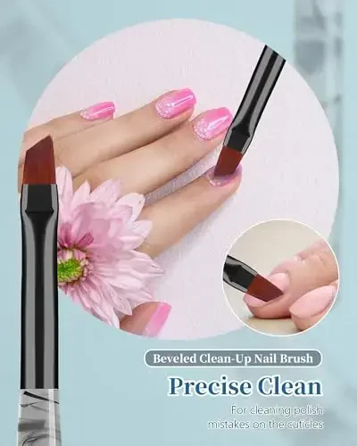 3PCS Nail Polish Clean Up Brush, Round&Falt&Angled Acetone Resistant Nail Brush for OPI Nail Polish Remover, Fingernail Cleaning Brushes at Home Nail Art and Designs(INk Black) - 5