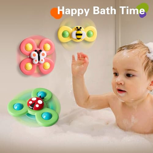 3PCS Suction Cup Spinner Toys for 1 2 Year Old Boys Spinning Toys 12-18 Months Sensory Toys for Toddlers 1-3 First Birthday Baby Gifts for Girls - 5