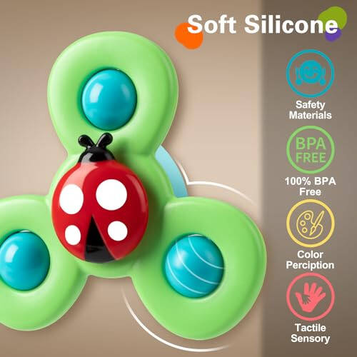 3PCS Suction Cup Spinner Toys for 1 2 Year Old Boys Spinning Toys 12-18 Months Sensory Toys for Toddlers 1-3 First Birthday Baby Gifts for Girls - 6