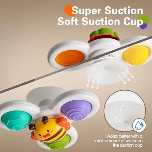 3PCS Suction Cup Spinner Toys for 1-2 Year Old Boys Spinning Toys Sensory Toys for Toddlers 1-3 Gifts for 1 Year Old Girls - 3