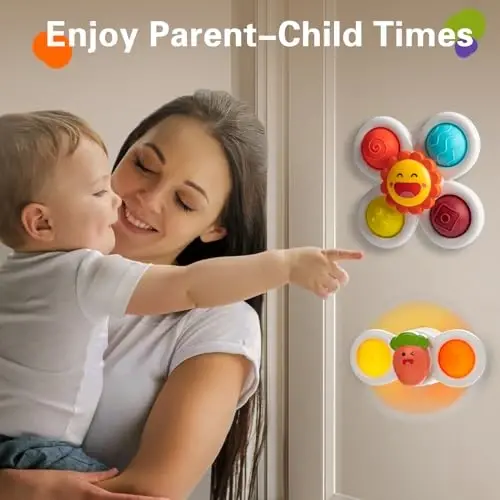 3PCS Suction Cup Spinner Toys for 1-2 Year Old Boys Spinning Toys Sensory Toys for Toddlers 1-3 Gifts for 1 Year Old Girls - 4