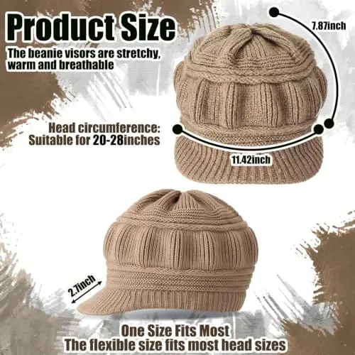 3pcs Women Warm Hat | Winter Slouchy Beanie Cap, Soft Warm, Secure Fit, Windproof, Knitted Newsboy Hats, for Outdoor Work Daily Use Women Ski Snow - 3