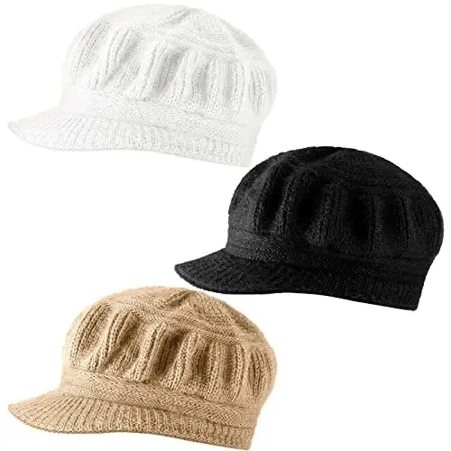 3pcs Women Warm Hat | Winter Slouchy Beanie Cap, Soft Warm, Secure Fit, Windproof, Knitted Newsboy Hats, for Outdoor Work Daily Use Women Ski Snow - 1