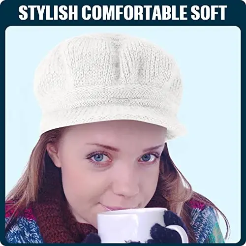 3pcs Women Warm Hat | Winter Slouchy Beanie Cap, Soft Warm, Secure Fit, Windproof, Knitted Newsboy Hats, for Outdoor Work Daily Use Women Ski Snow - 4