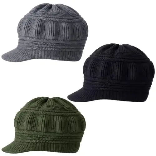 3pcs Women Warm Hat | Winter Slouchy Beanie Cap, Soft Warm, Secure Fit, Windproof, Knitted Newsboy Hats, for Outdoor Work Daily Use Women Ski Snow - 1