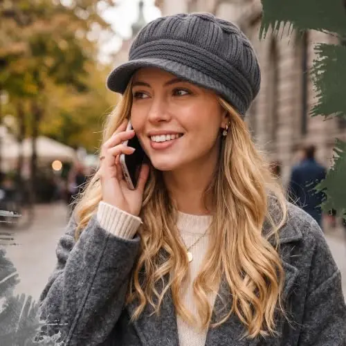 3pcs Women Warm Hat | Winter Slouchy Beanie Cap, Soft Warm, Secure Fit, Windproof, Knitted Newsboy Hats, for Outdoor Work Daily Use Women Ski Snow - 4