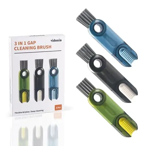 3 in 1 Cup Lid Gap Cleaning Brush Set, Multifunctional Insulation Bottle Cleaning Tools, Mutipurpose Tiny Silicone Cup Holder Cleaner, Home Kitchen Cleaning Tools - VIDONIO