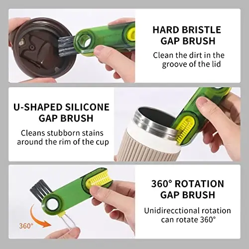 3 in 1 Cup Lid Gap Cleaning Brush Set, Multifunctional Insulation Bottle Cleaning Tools, Mutipurpose Tiny Silicone Cup Holder Cleaner, Home Kitchen Cleaning Tools - 4